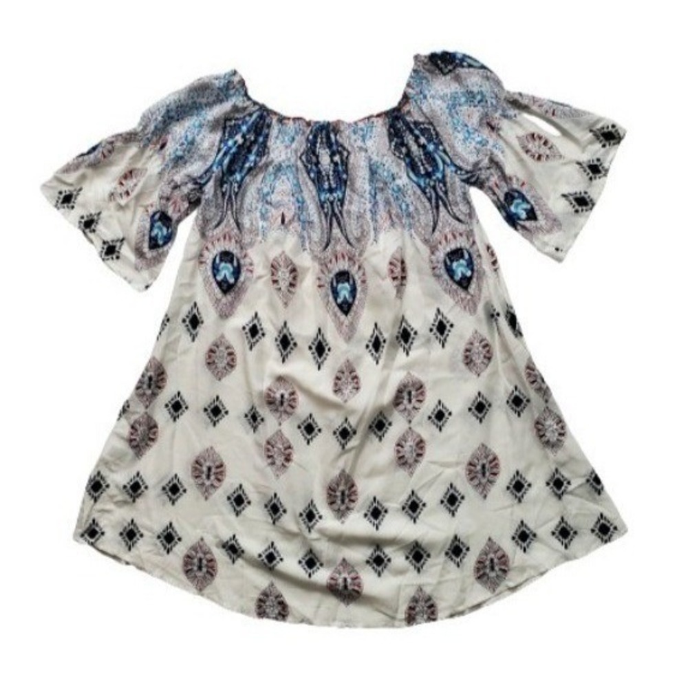 UMGEE Women's Floral Bell Sleeves Off-Shoulder Tunic Mini Dress Size Small - Picture 3 of 13